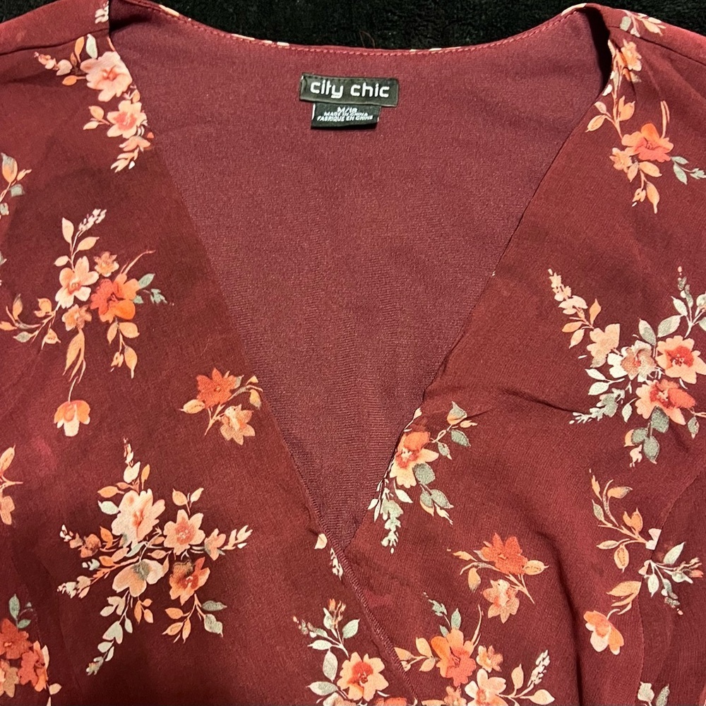 NWOT City Chic Floral Peplum Blouse Size 18 - Picture 2 of 13